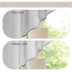 RYB HOME Linen Textured Wave Pattern Sheer Valance