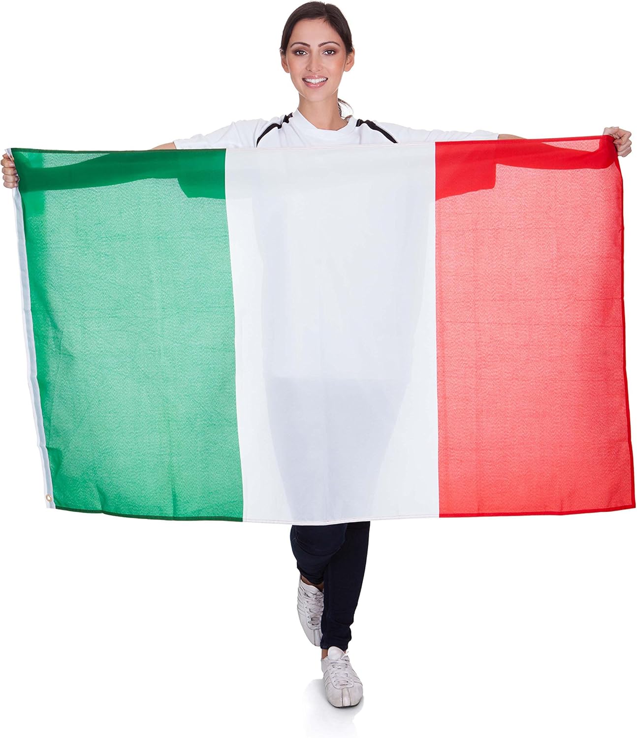 Ciao Italy Flag Tricolor Fabric (150x90cm) with Eyelets, Green/White/Red, 150 x 90 cm, 22016 - Image 4