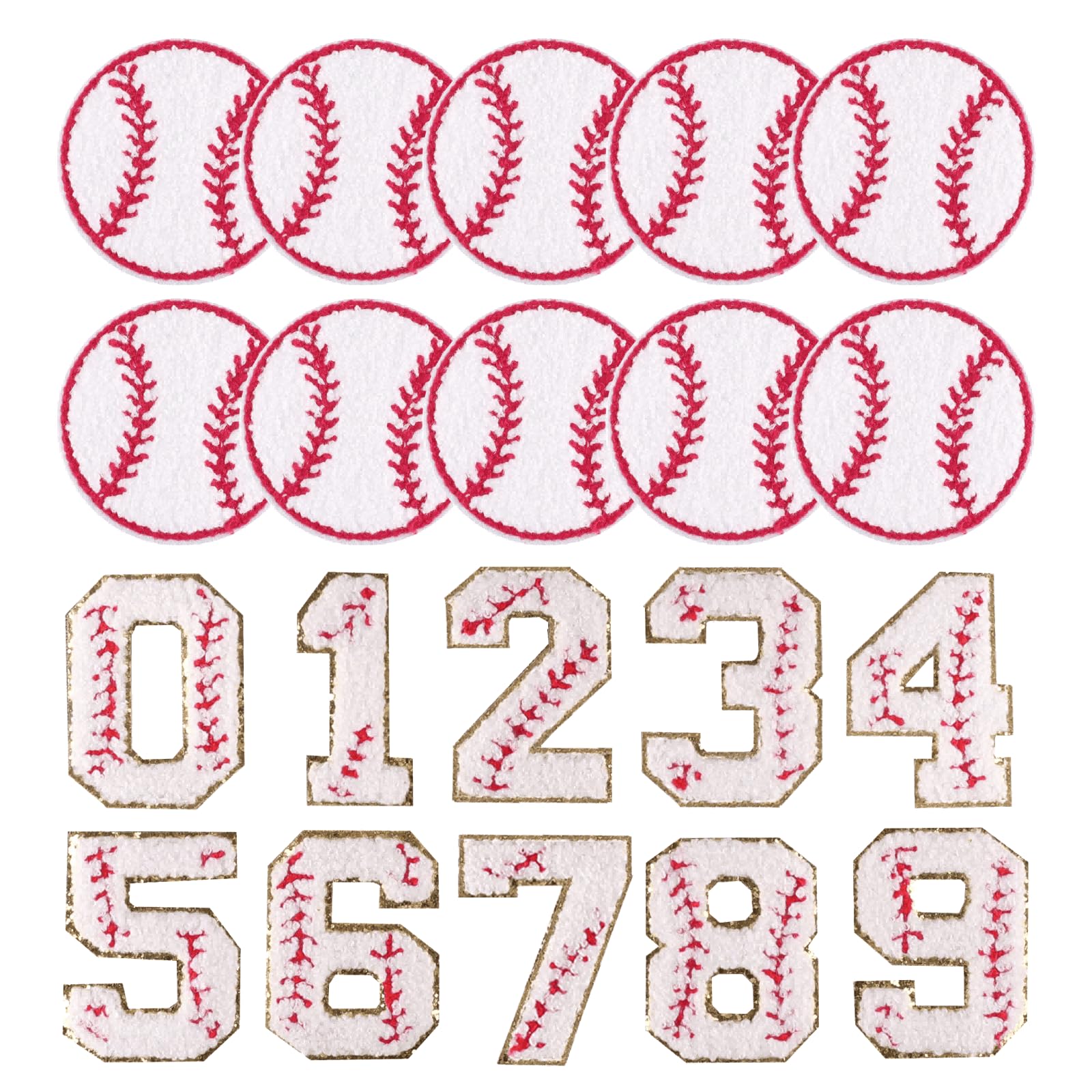 Photo 1 of Zakrafo 20PCS Baseball Iron on Patch Softball 0-9 Number Patches for Clothing Hats Bags Sewing Decoration