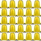 KUUQA 50Pcs Yellow Drawstring Backpacks - Bulk Gym Sports Travel Bags