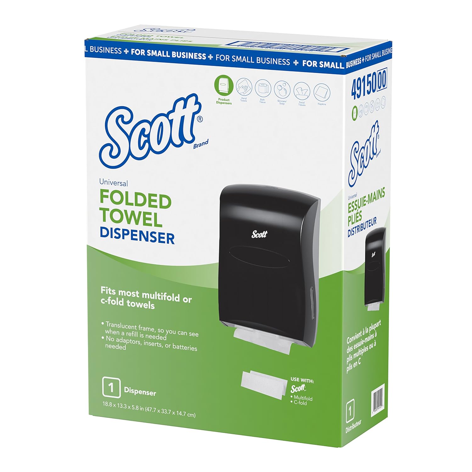 9.2” x 9.4” 8 Clips per Case Scott Universal Folded Paper Towel