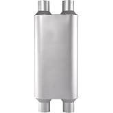 Floshine Universal 80Series Mufflers 3.0 Inch Dual Inlet (ID) 3.0 Inch Dual Outlet (ID), 3 Chamber Performance Automotive Muffler Exhaust FH20D20