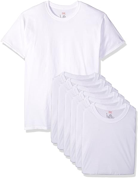 Hanes Mens Classic White Crew Neck T-Shirt P6 (7870W6)