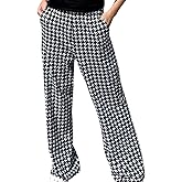 IWOLLENCE Women's Casual Loose Checkered Wide Leg Pants High Waist Straight Lounge Y2K Gingham Trousers