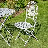 Home Source Meadow Bistro Set Table & 2 Chairs Metal Frame Grey view 3