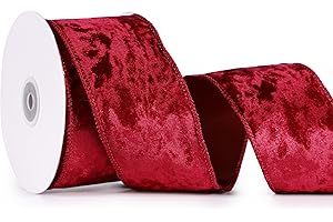 MAYREEL 2.5 Inch Burgundy Christmas Velvet Ribbon Wired Maroon for Christmas Decorations Gift Wrapping Wreaths Tree Toppers 10 Yards