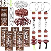 LTEIWFPE 776 Pcs Football DIY Bead Keychain Kit Alphabet White Brown Beads Charms Jewelry Making Bracelets Thank You Cards Gifts Accessories for Backpack Sports Party Favors
