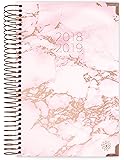 Bloom Daily Planners 2018-2019 Academic Year Hard Cover Day Planner - Monthly/Weekly Calendar Book - Inspirational Dated Agenda Organizer - (August 2018 - July 2019) - 6" x 8.25" - Pink Marble