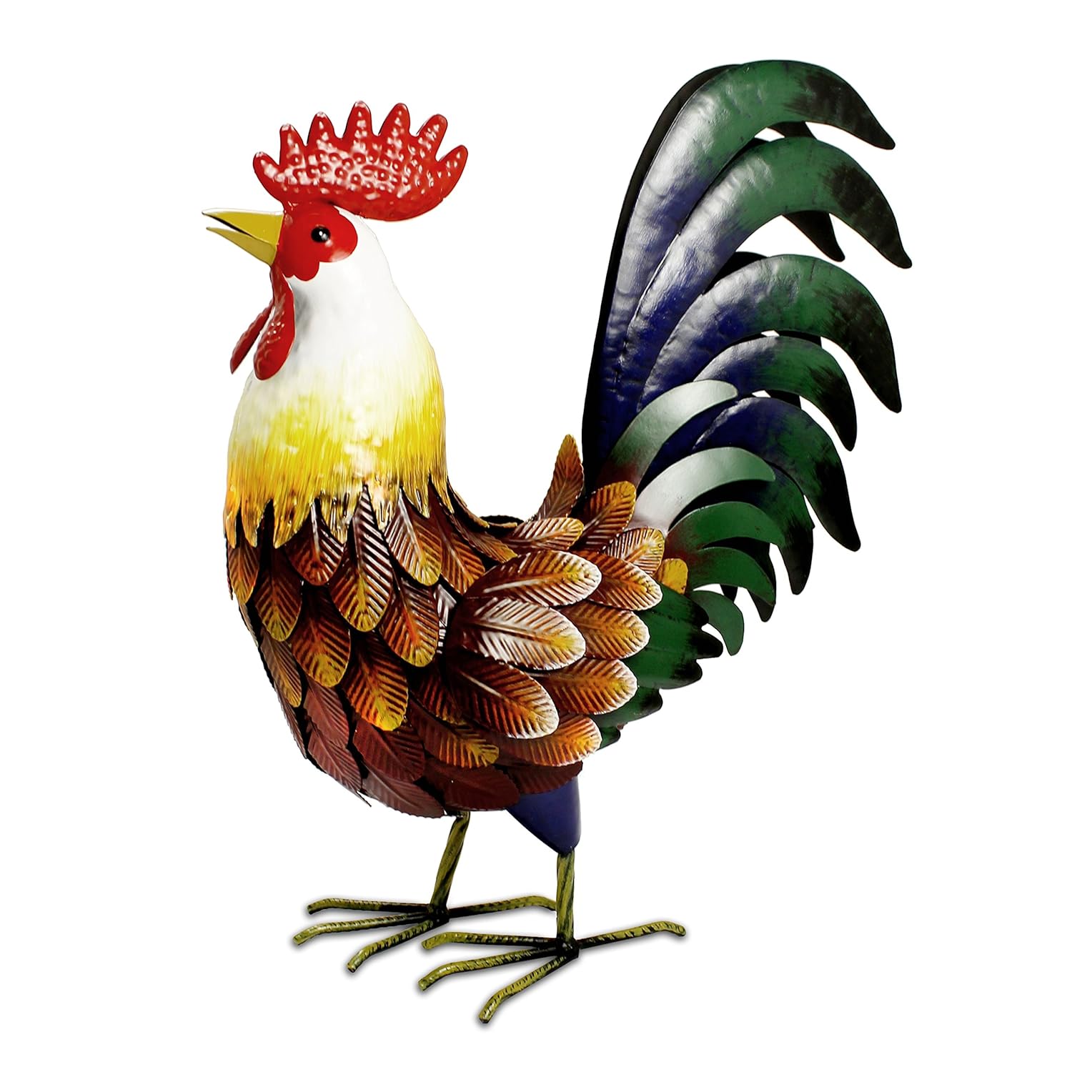Primus® Lifelike Metal Hand Painted Farmyard Rooster / Chicken Garden