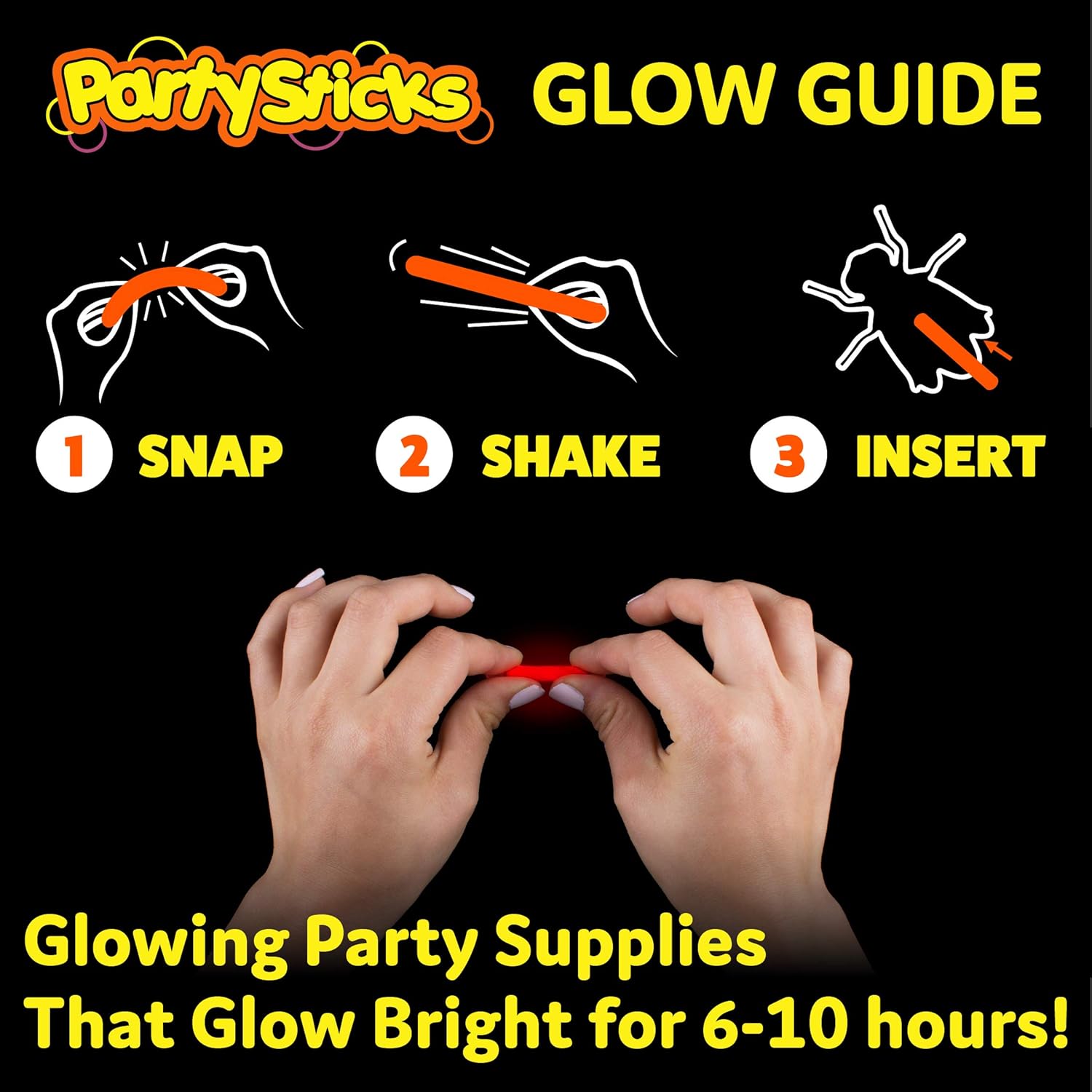 Party Sticks Glow Critters 50pk Glow in the Dark Bug Toys and Glow Sticks - 2.5 Inch Fake Bugs Party Favors, Glow in the Dark Party Decorations with 16 Fake Bugs and 34 Mini Glow Sticks: Toys & Games