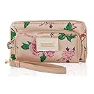 Betsey Johnson Boxed Rose Front Pocket Zip Around Wristlet Purse Wallet - Metallic