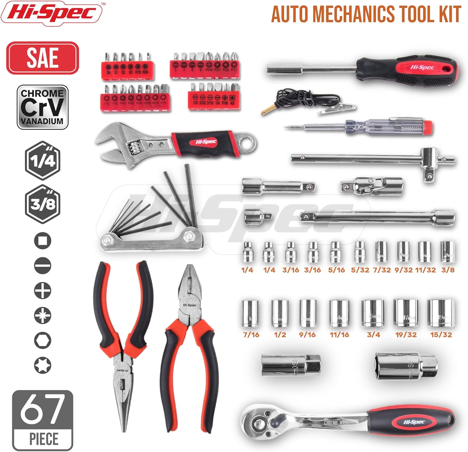 Hi-Spec 67 Piece Auto Mechanics Tool Set (SAE): Automotive