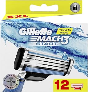 Pack De 13 Lames Gillette MACH3+ (12+1 Offerte) - Pour Rasoir Mach 3 Homme, Acier Carbone, Neuf Sous Blister