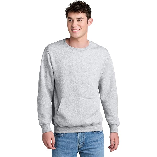 Port & Co Core Fleece Crewneck Sweatshirt-PC78-S-Ash at Amazon