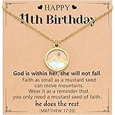 Eryuor Happy 11th 13th 14th 16th Birthday Gifts Gold Moving Mountains Mustard Seed Necklace for Women Girls