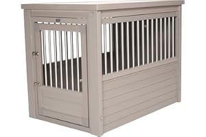 New Age Pet ECOFLEX Dog Crate End Table - Furniture-Style Pet Crate for Crate Trained Dogs - Stainless Steel Tubing & a Latched Closure - 10 Year Manufacturer's Warranty