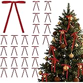 Amariver 24Pcs Velvet Bows Christmas Tree Ornaments Red Velvet Bows for Christmas Decorations Bow for Tree Garland Wreath Indoor Xmas Decoration