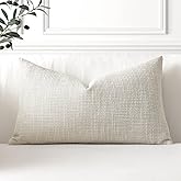 OTOSTAR Linen Throw Pillow Cover Set of 1 Decorative Lumbar Pillowcases Cushion Covers 12x20 Inch for Home Decor Sofa Bedroom Car 30 x 50CM Beige