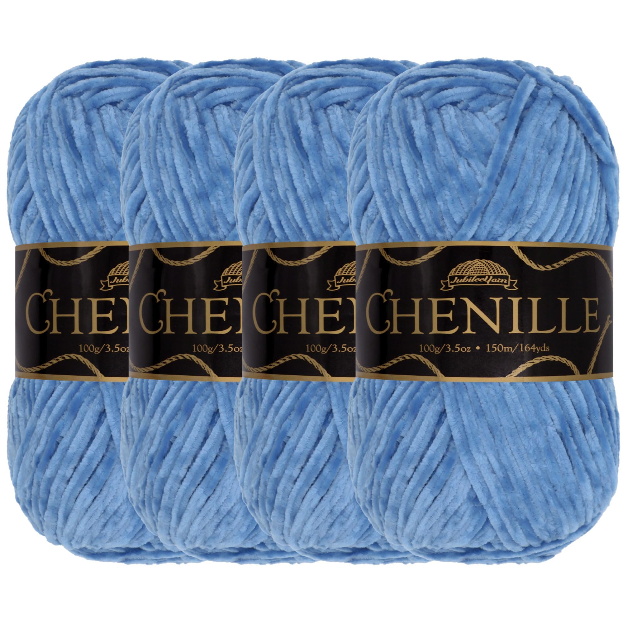 JubileeYarn Chenille Yarn - Worsted Weight - 100g/skein (4 Skeins, 120 Aegean)