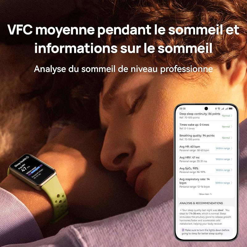 Band 10 Montres connectées, Surveillance de la Condition Physique par IA, Analyse du Sommeil de Niveau Professionnel, VRC, 14 Jours d'utilisation maximale, iOS & Android, Rose