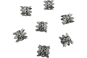 COIRIS 100PCS 10mm Black Gun Plated Double Beads Caps with Rhinestone Filigree Flower Cup for Jewelry Making DIY (HT-1000-100BG)