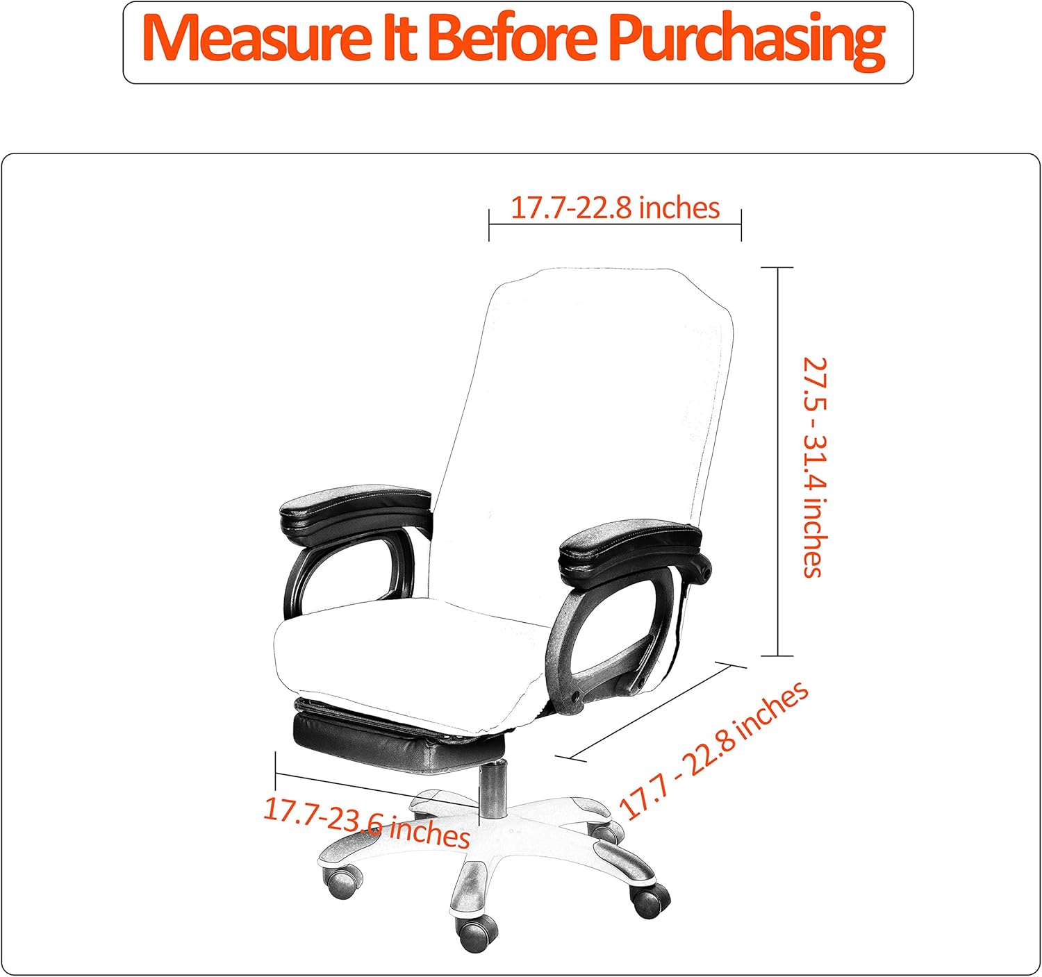 SARAFLORA Office Chair Covers Stretch Washable Computer Chair Slipcovers for Universal Rotating Boss Chair Large Size Black: Furniture & Decor