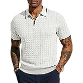 PJ PAUL JONES Men's Knit Polo Shirts Short Sleeve Quarter Zip Polo Shirt