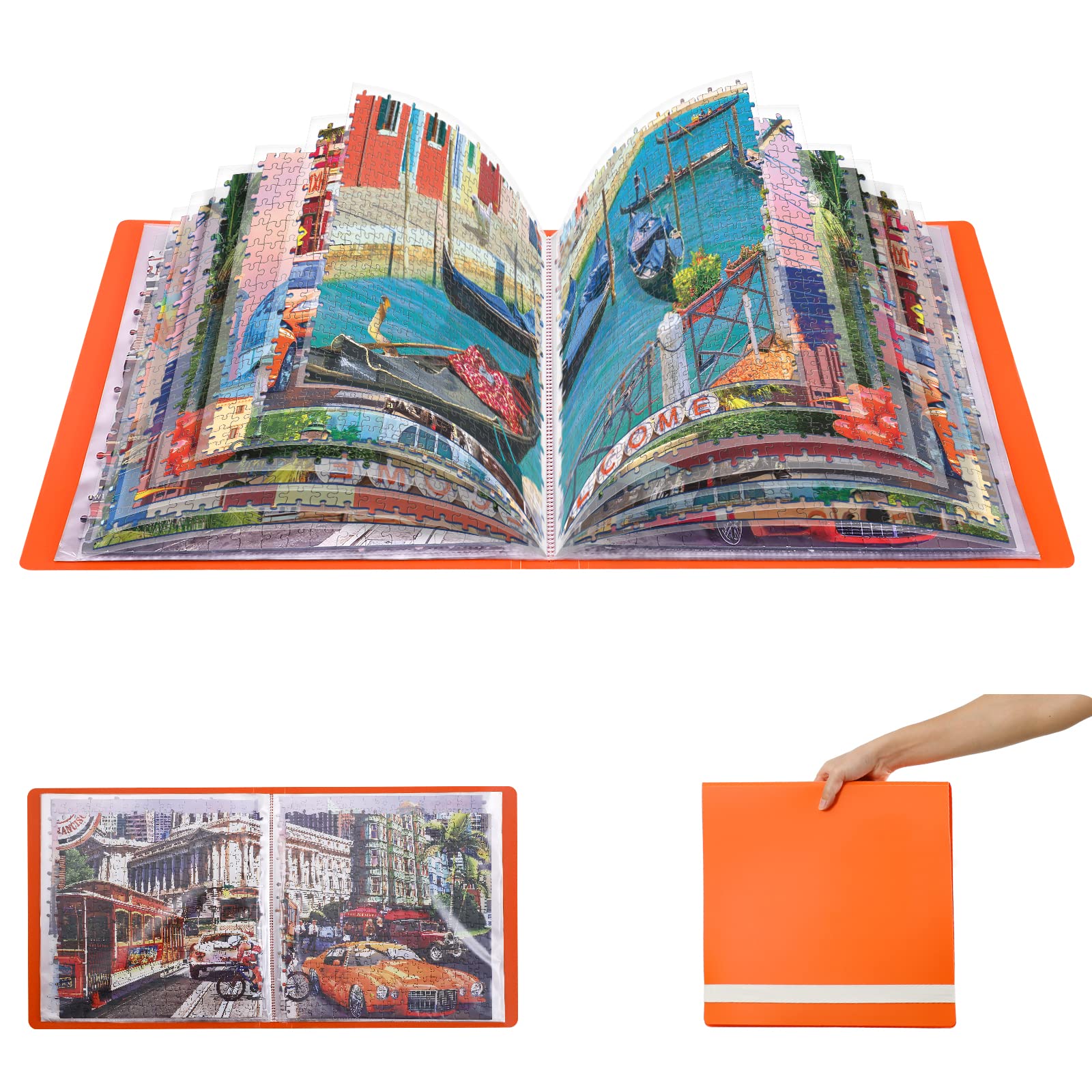 HXMARS Puzzles Storage Book Portable-Size: 36 Sheets for Multiple Puzzle Storage, Large Capacity Jigsaw Puzzles Saver Keeper Organizer, Dustproof & Protective Puzzle Accessory