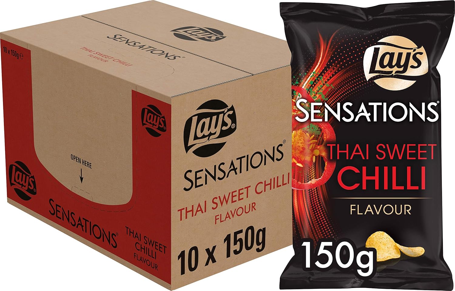 Lay's Sensations Chips Thai Sweet Chilli, Doos 10 stuks x 150 g: Amazon.nl