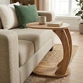 Modern Oval C-Shaped Side Table, Curved End Table