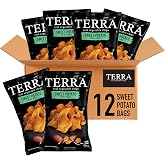Terra Vegetable Chips, Sweet Potato Chips, No Salt Added, 5 Oz (Pack of 12) | Made with real vegetables