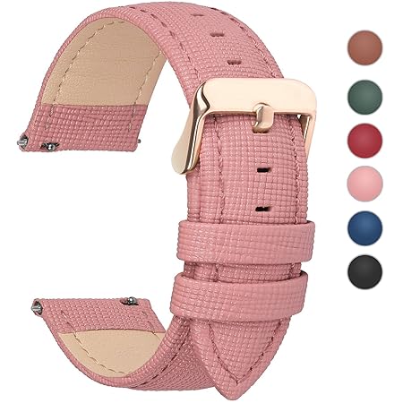 Fullmosa Uhrenarmband, Cross Serie Echtes Lederarmband Ersatzband Smart Watch Armband mit Edelstahl Metall Schließe 20mm Pink
