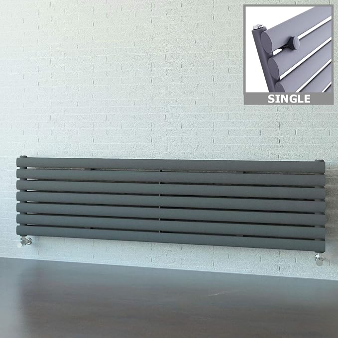Designer Radiators Horizontal Anthracite Grey 295mm x 1800mm Single