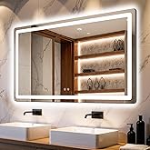 Delma 30x50 LED Bathroom Vanity Mirror with Lights, Anti-Fog, Dimmable | Front &amp; Backlit with 3 Color Modes and Memory, 5mm Shatterproof Glass, Plug-in or Hardwired, Horizontal or Vertical