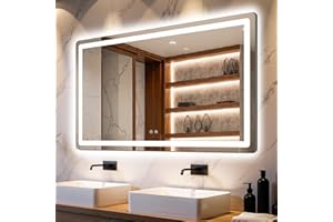 Delma LED Bathroom Mirror with Lights, 30x50 Vanity Mirror for Bathroom Wall, Anti-Fog, Dimmable, Front Lit & Backlit, Memory Function, Shatterproof Tempered Glass, 3 Color Modes(Horizontal/Vertical)