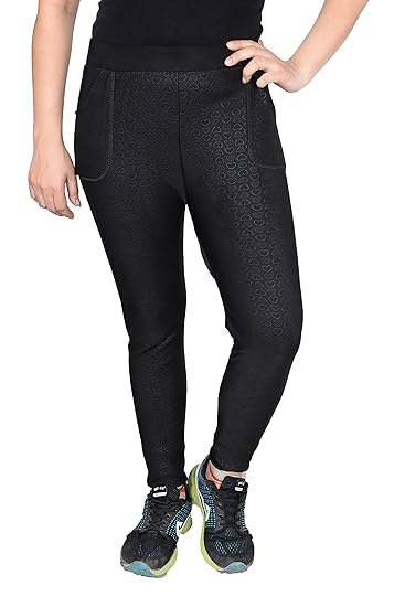 Women's Polyester Spandex Black Printed Tights