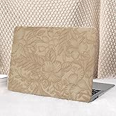 Seorsok Compatible with MacBook Air 13 Inch Case 2022 2021 2020-2018 Release A1932 A2179 M1 A2337,Elegant Leaves Flowers Leather Plastic Hard Shell Case with Keyboard Cover,Apricot Blooming Floral