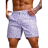 Verdusa Men's Drawstring Waist Swimwear Beach Shorts Swim Trunks with Pockets