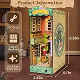 deAO DIY Miniature Book Nook Kit with LED Light - Street & Cat Model view 5