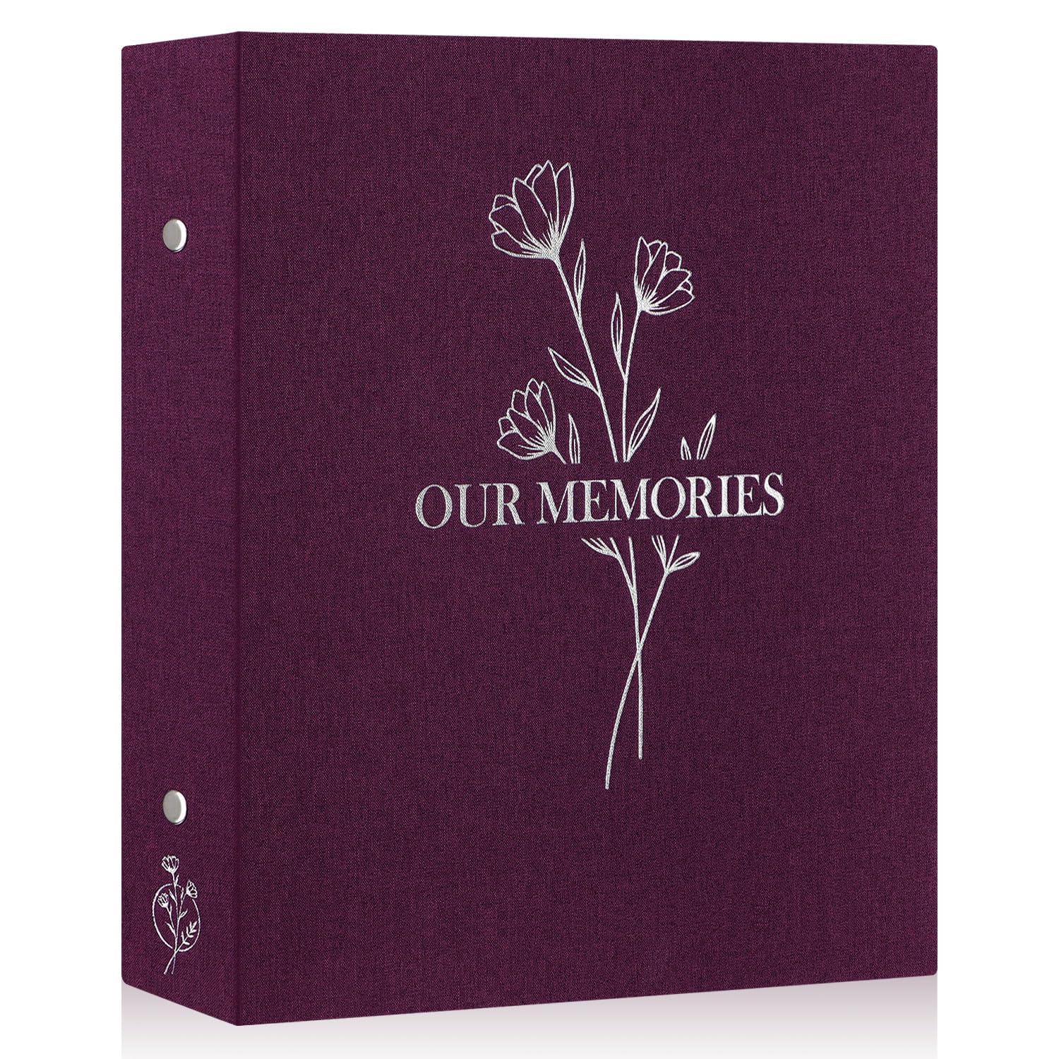 Lanpn Photo Album 6x4 Slip in, OUR MEMORIES Linen 400 Pockets Photo Albums Holds Portrait Only 10x15cm Picture Purple