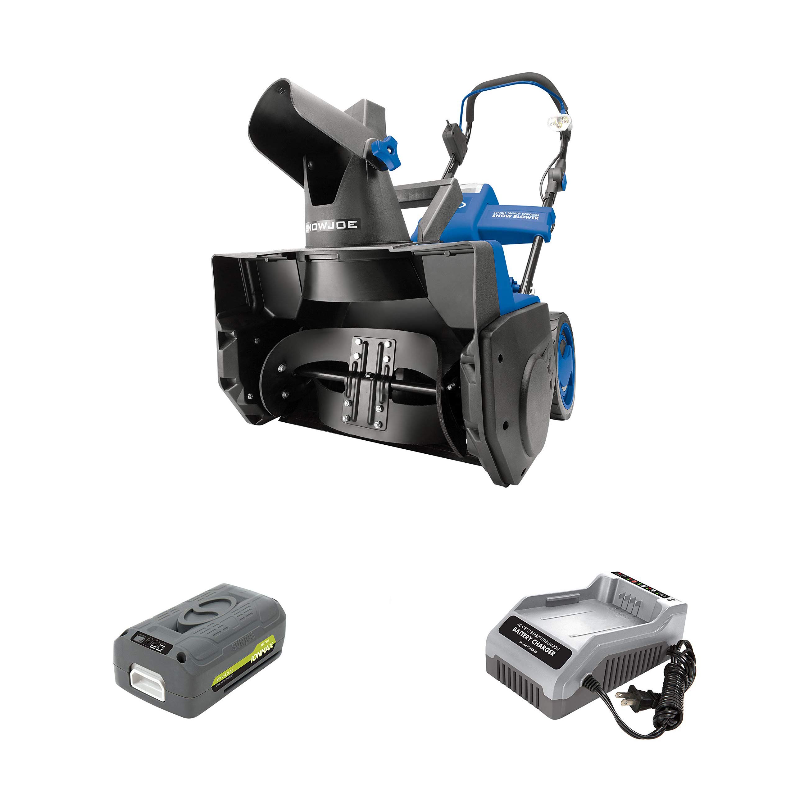 Snow Joe iON18SB 40-Volt iONMAX Cordless Brushless Single Stage Snowblower Kit | 18-Inch | W/ 4.0-Ah Battery and Charger