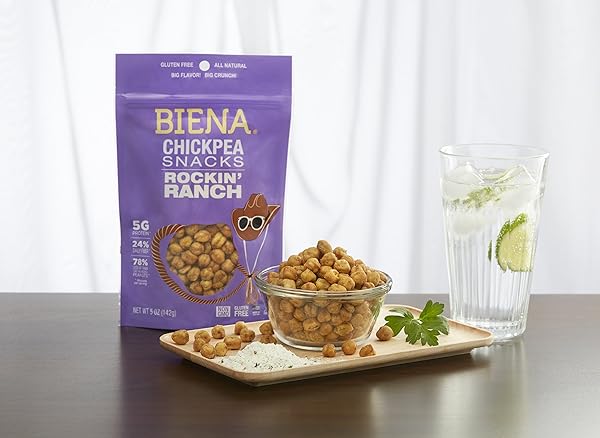 BIENA CHICKPEA SNACKS – CRUNCHY ROASTED CHICKPEAS – HIGH FIBER VEGAN PROTEIN SNACKS FOR ADULTS AND KIDS – 5 OUNCE INDIVIDUAL PACK – ROCKIN’ RANCH