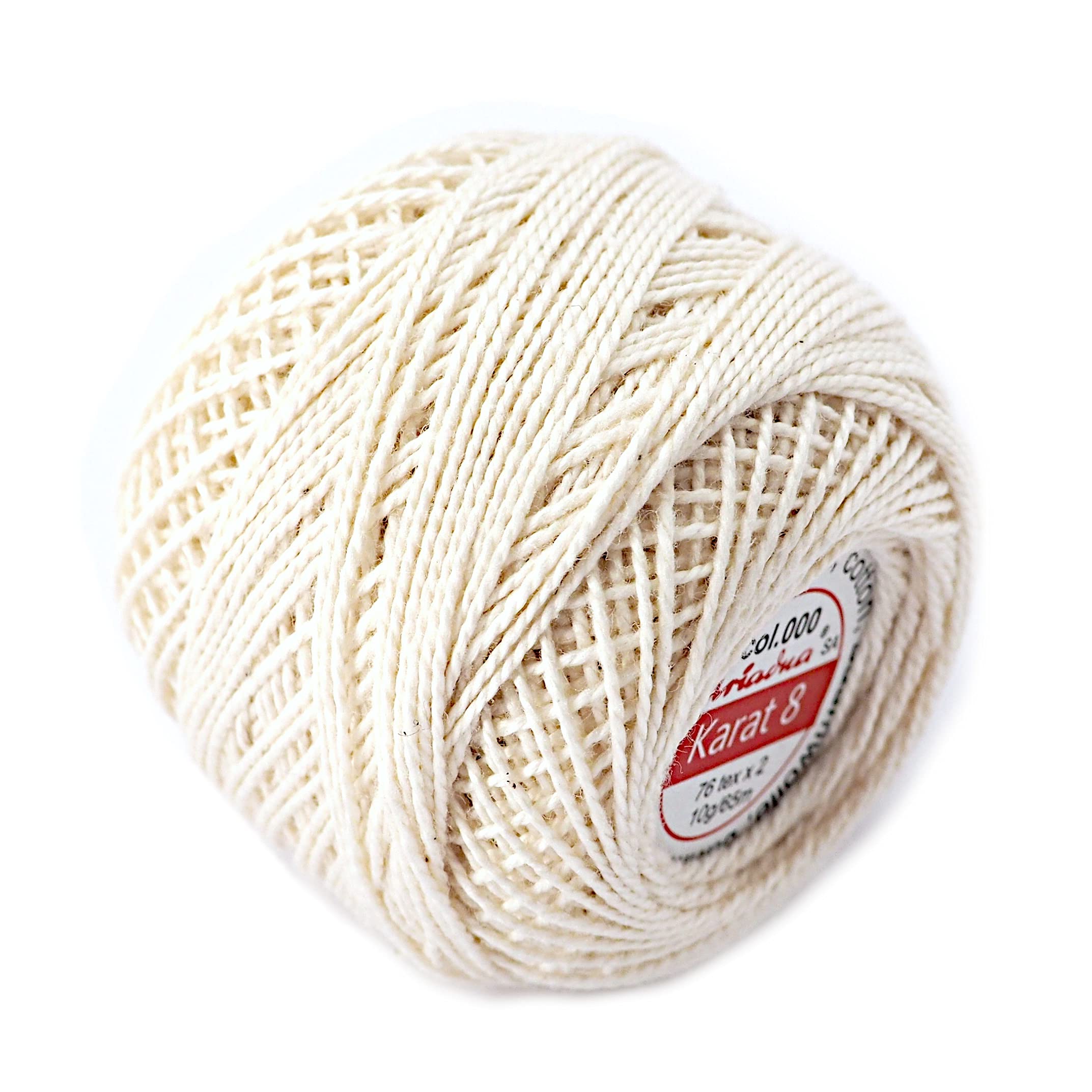 Cotton Crochet Embroidery Yarn 71yd/65m Quality Ball 0.35oz/10g Thread Floss Size 8 (Beige 0000) — image 1