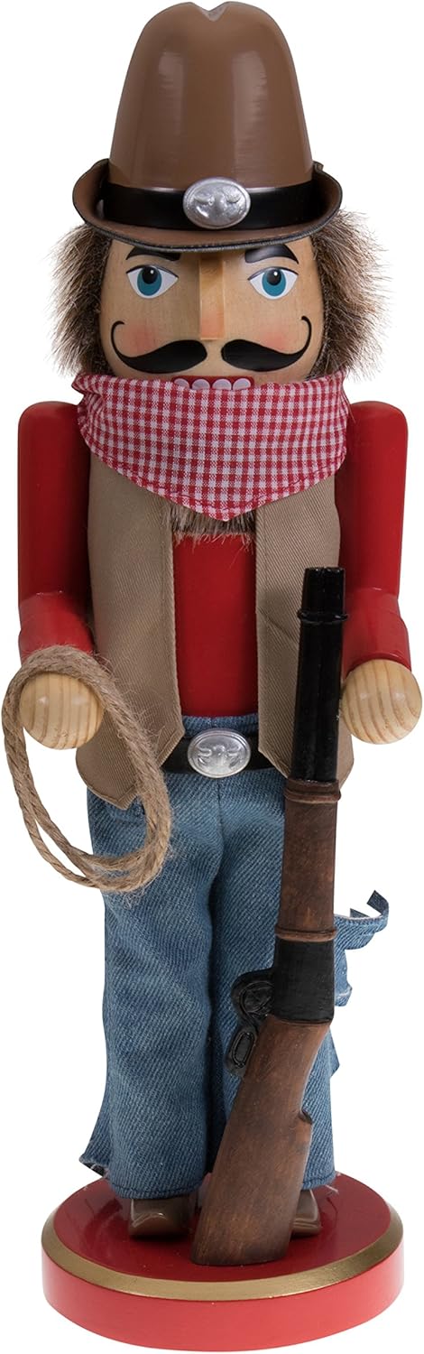 Nutcrackers - Clever Creations Cowboy 12 Inch Traditional Wooden Nutcracker, Festive Christmas Décor for Shelves and Tables