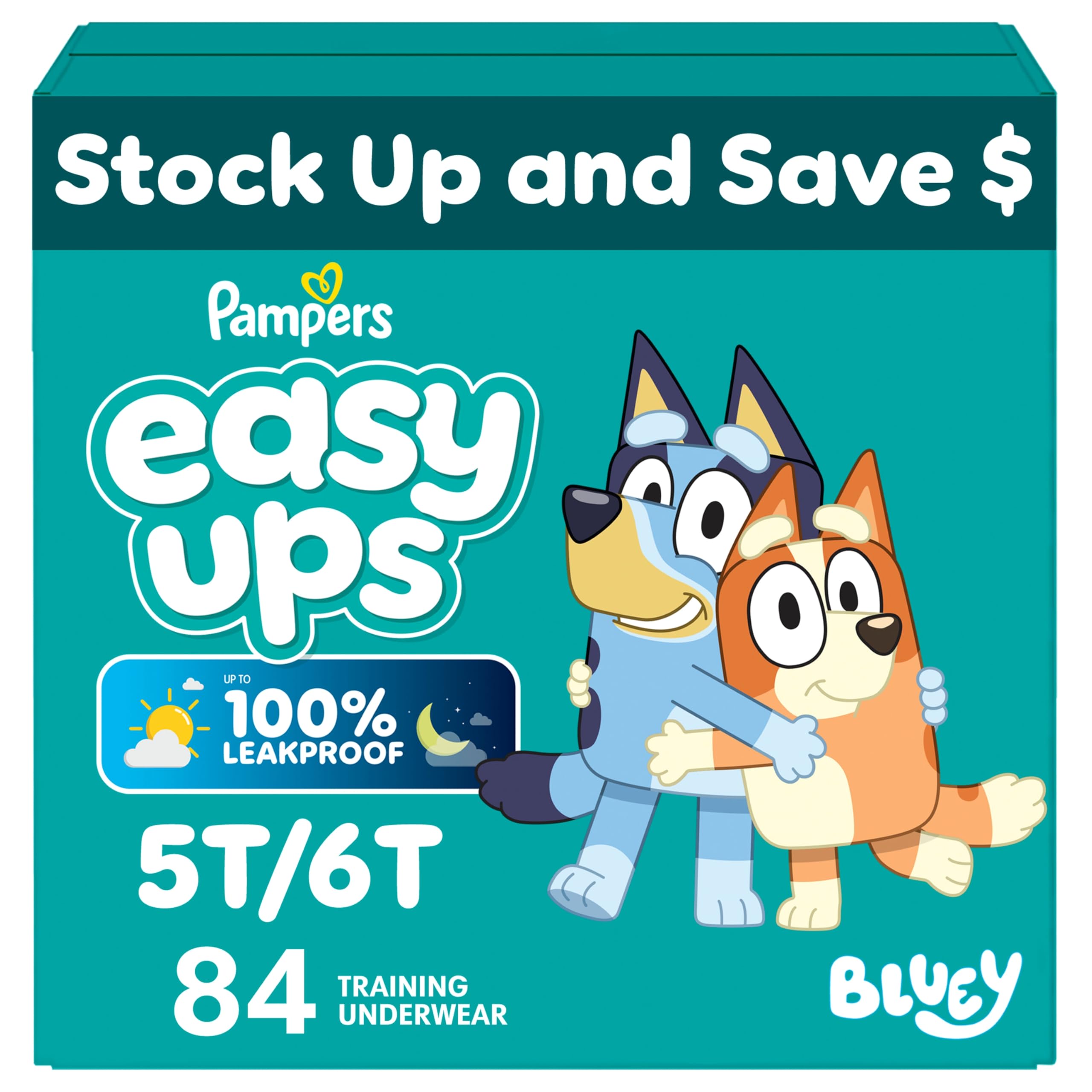 Pampers Training Pants - Easy Ups Boys & Girls Bluey - Size 5T-6T, 84 Count, Children's Potty Underwear (Packaging May Vary)