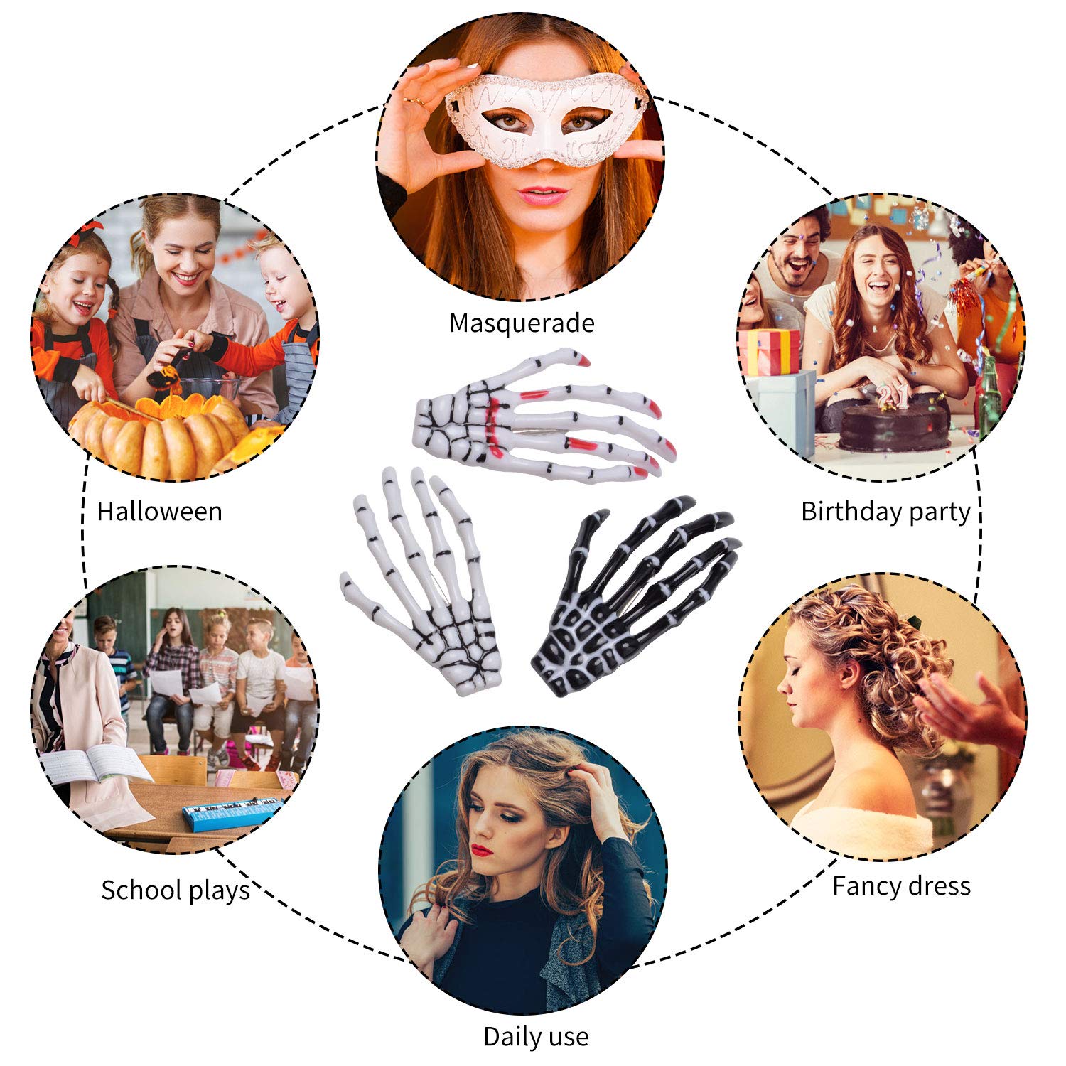 ZOYLINK Halloween Headband halloween hair clips，6pcs Spider Headband Hair Hoops +6Pcs Skeleton Hair Clip Hairpin Party headband Carnival birthday party halloween Cosplay Headwear Hair Accessories