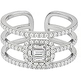 ELARLACE Luxe Halo Silver Rings for Women Non Tarnish 925 Sterling Silver Hypoallergenic Adjustable Size Cubic Zirconia Ring, Perfect Fashion Accessories and Engagement Rings for Women