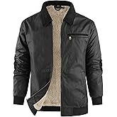 Mr.Stream Men's Waxed Cotton Duck Canvas Water-Repellent Sherpa Lined Fleece Front-Zip Jackets
