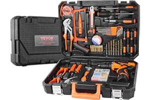 VEVOR Tool Kit, 146 Piece General Household Hand Tool Set, with Electric Drill and Portable Tool Storage Case, for Home Maint