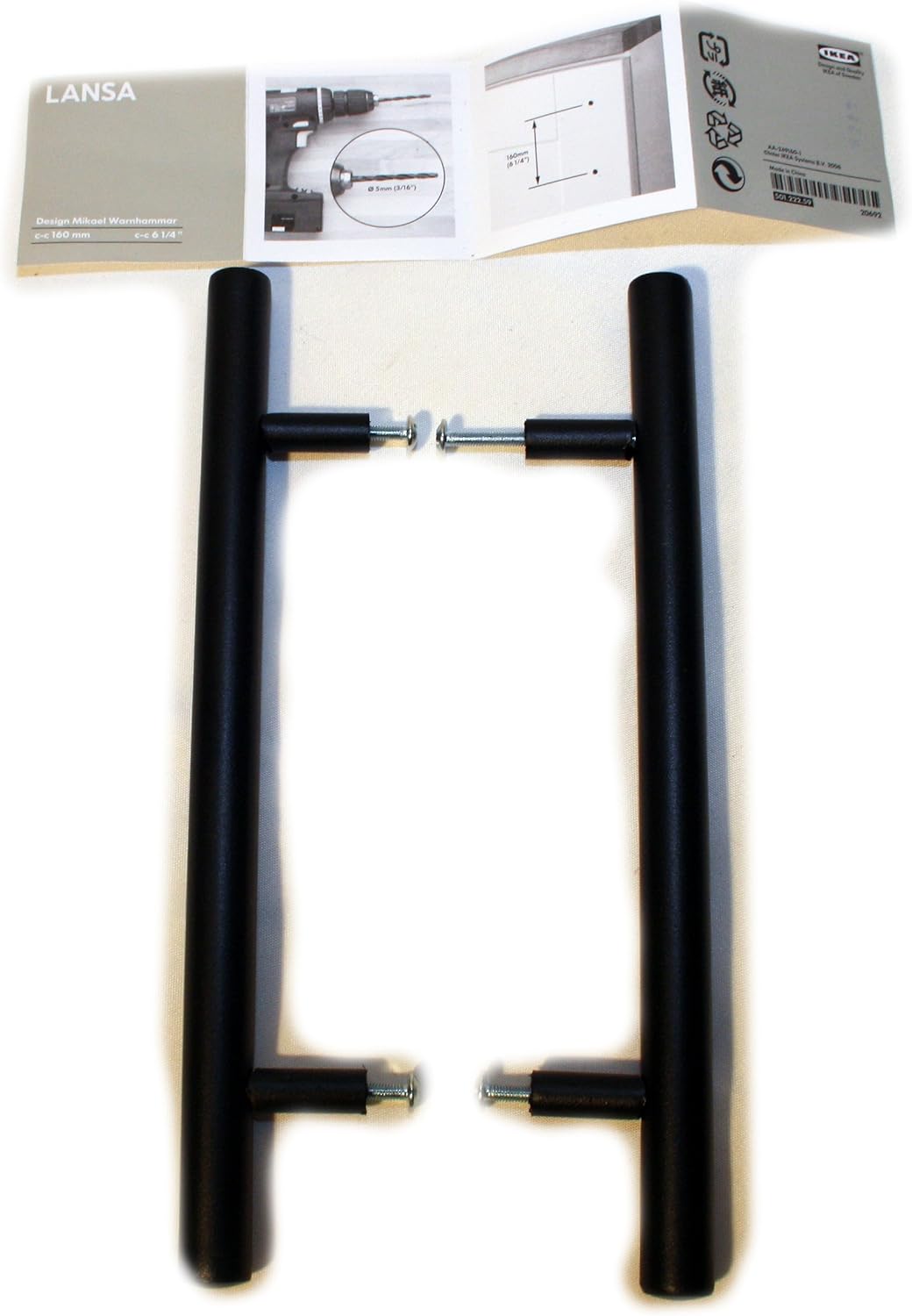 IKEA Türgriff LANSA Metall schwarz 2 Stück Länge 245 mm, 160 mm